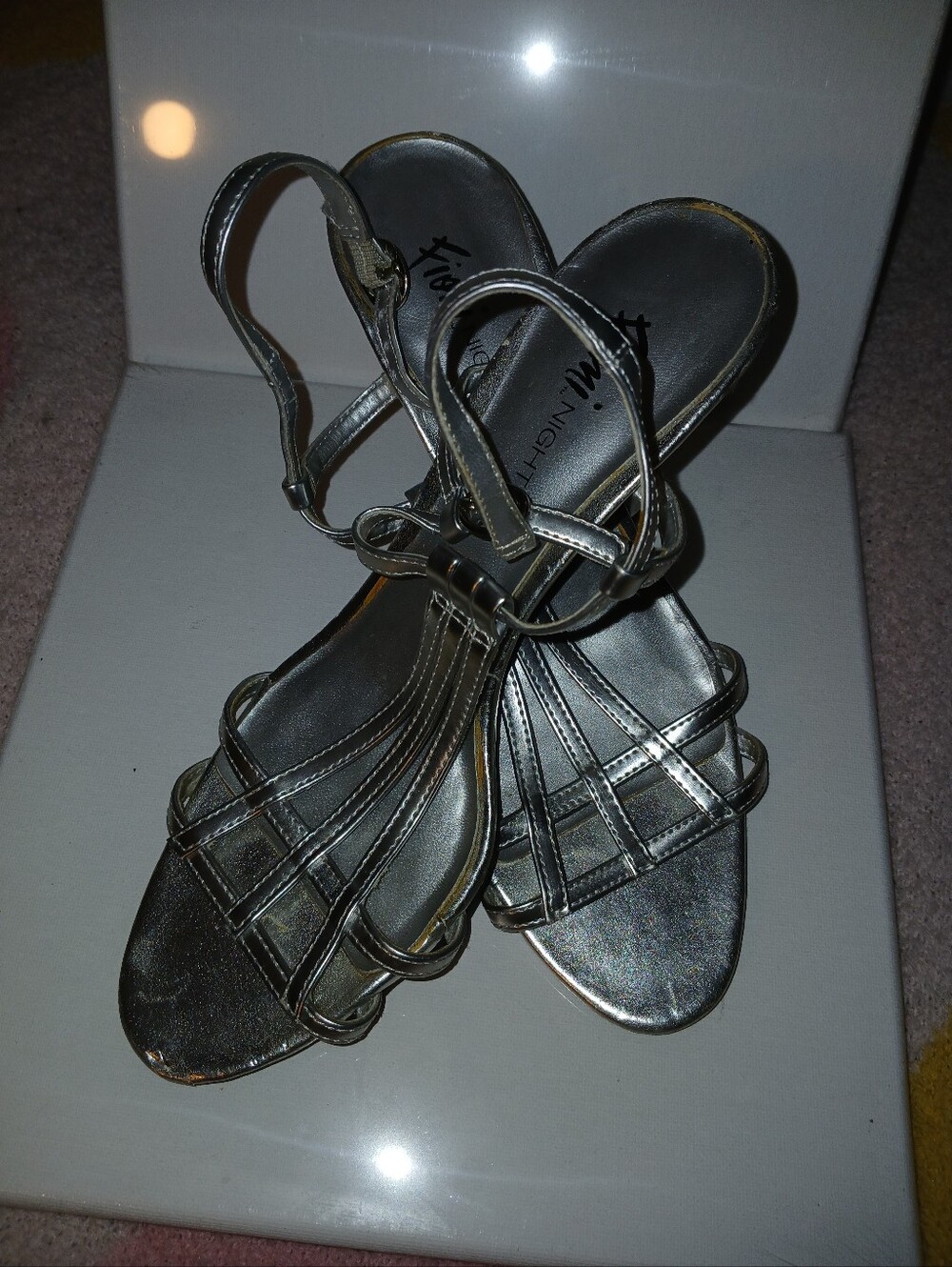 Pre-loved Women's Metallic Silver Strappy Heels.